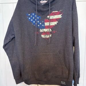 Grunt Style Dark Charcoal Hoodie with American Flag Eagle Graphic